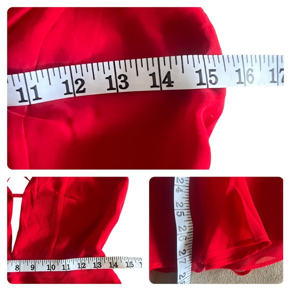 Bebe NEW Cross Back Chiffon Skater Dress Red Size 6 - Picture 11 of 12
